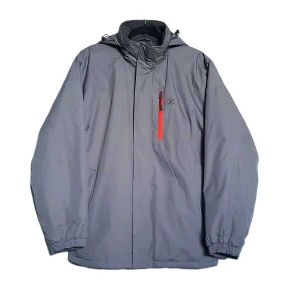 Izod Men Gray Performx Hooded Fleece Lined Jacket Front Side Zip Pockets Sz S - Picture 1 of 6